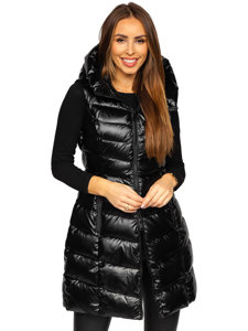 Women's Longline Quilted Gilet Black Bolf DK103