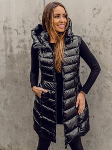 Women's Longline Quilted Gilet Black Bolf DK103