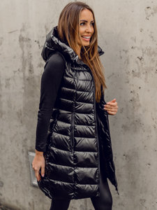 Women's Longline Quilted Gilet Black Bolf DK103