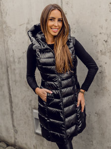 Women's Longline Quilted Gilet Black Bolf DK103