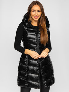 Women's Longline Quilted Gilet Black Bolf DK103