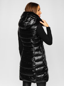 Women's Longline Quilted Gilet Black Bolf DK103