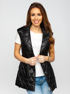 Women's Longline Quilted Gilet Black Bolf JIN221