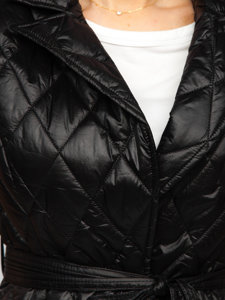 Women's Longline Quilted Gilet Black Bolf JIN221