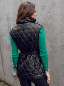 Women's Longline Quilted Gilet Black Bolf JIN221A