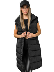 Women's Longline Quilted Gilet Black Bolf MY6315