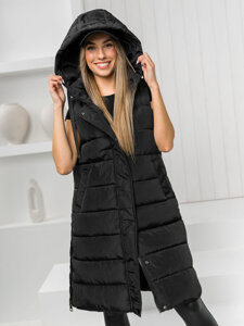 Women's Longline Quilted Gilet Black Bolf MY6315