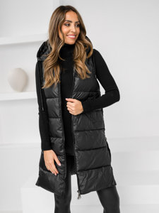 Women's Longline Quilted Gilet Black Bolf R8212