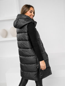 Women's Longline Quilted Gilet Black Bolf R8212