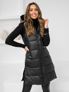 Women's Longline Quilted Gilet Black Bolf R8212