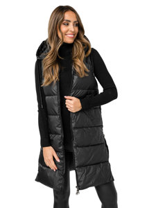 Women's Longline Quilted Gilet Black Bolf R8212