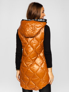 Women's Longline Quilted Gilet Brown Bolf B8103