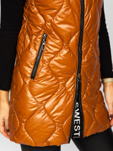 Women's Longline Quilted Gilet Brown Bolf B8103