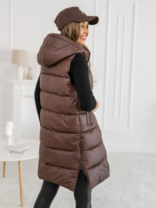 Women's Longline Quilted Gilet Brown Bolf B8212