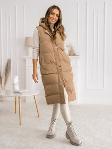 Women's Longline Quilted Gilet Camel Bolf 5M728