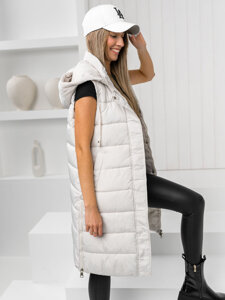 Women's Longline Quilted Gilet Ecru Bolf MY6315