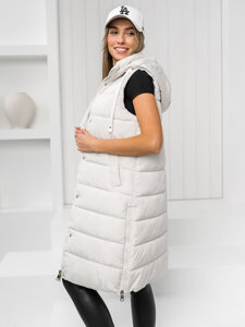 Women's Longline Quilted Gilet Ecru Bolf MY6315