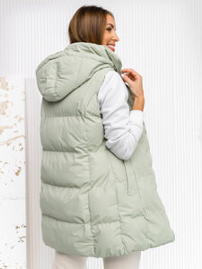 Women's Longline Quilted Gilet Green Bolf 5M721