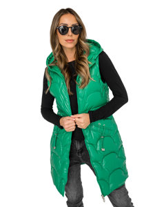 Women's Longline Quilted Gilet Green Bolf B8172