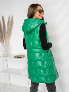 Women's Longline Quilted Gilet Green Bolf B8172