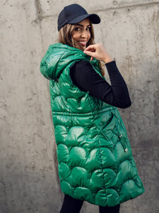 Women's Longline Quilted Gilet Green Bolf B8172A