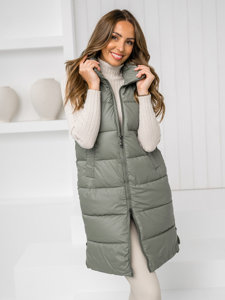 Women's Longline Quilted Gilet Green Bolf R8212