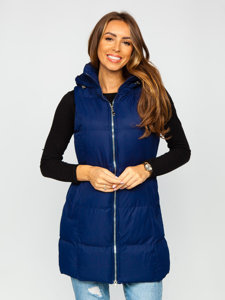 Women's Longline Quilted Gilet Navy Blue Bolf 5M721