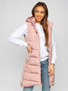 Women's Longline Quilted Gilet Pink Bolf 81261