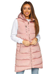 Women's Longline Quilted Gilet Pink Bolf 81261