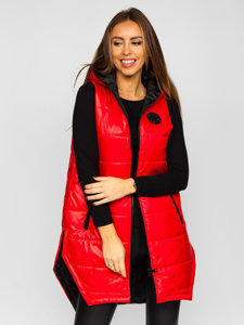 Women's Longline Quilted Gilet Red Bolf B0122