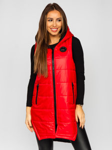 Women's Longline Quilted Gilet Red Bolf B0122