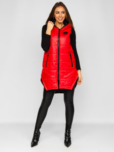 Women's Longline Quilted Gilet Red Bolf B0122