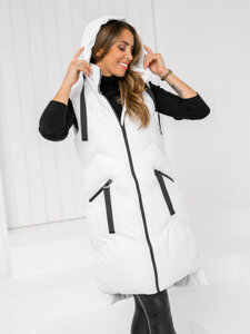 Women's Longline Quilted Gilet White Bolf 5M788