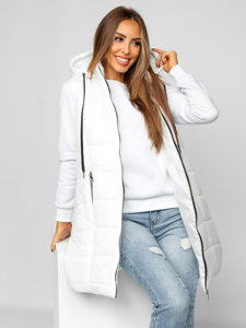 Women's Longline Quilted Gilet White Bolf 82019