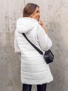 Women's Longline Quilted Gilet White Bolf 82019A