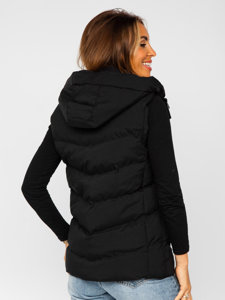 Women's Longline Quilted Gilet with Hood Black Bolf 7051