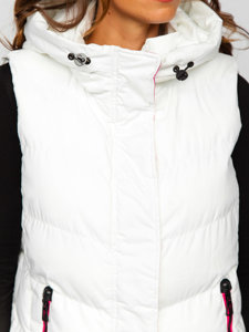 Women's Longline Quilted Gilet with Hood White Bolf 7051