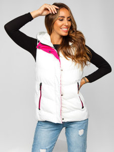 Women's Longline Quilted Gilet with Hood White Bolf 7051