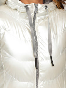 Women's Longline Quilted Gilet with hood White Bolf 7043