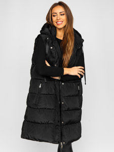 Women's Longline Quilted Oversize Gilet Black Bolf 81276