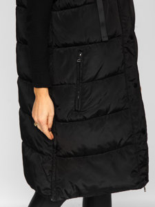 Women's Longline Quilted Oversize Gilet Black Bolf 81276