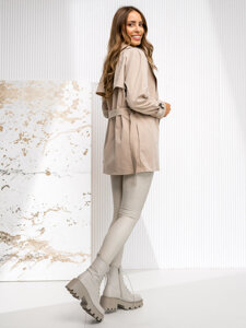 Women’s Longline Trench Coat Beige Bolf 4508