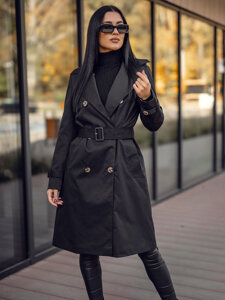 Women’s Longline Trench Coat Black Bolf 11Z8193