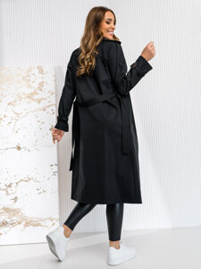 Women’s Longline Trench Coat Black Bolf 4494