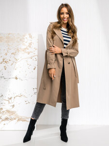 Women’s Longline Trench Coat Cappuccino Bolf 4494