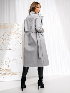 Women’s Longline Trench Coat Grey Bolf 4494