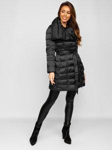 Women's Longline Winter Jacket Black Bolf J9061