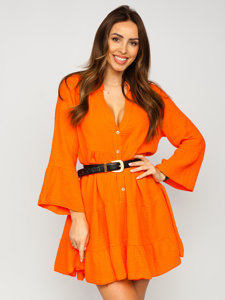 Women's Muslin Dress with Flounces Orange Bolf A2160