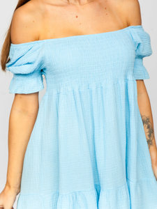 Women's Muslin Dress with Flounces Sky Blue Bolf 12240