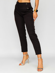 Women's Pants with Decorative Buttons Black Bolf 8155